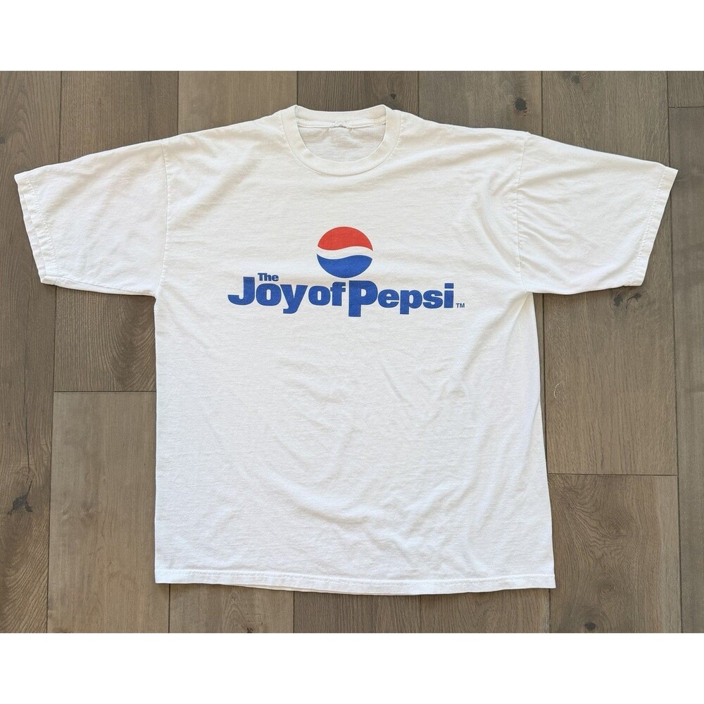 Vintage Y2K The Joy of Pepsi T Shirt Mens XL White Soda Promo 1999 2000s Graphic